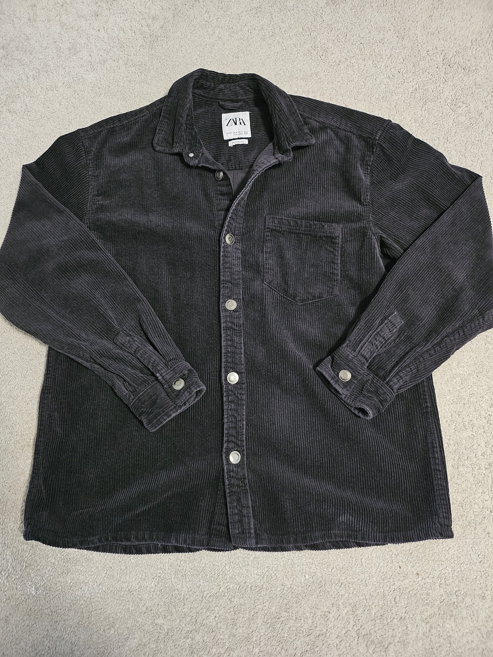 ZARA Men’s Black Corduroy Shirt Jacket